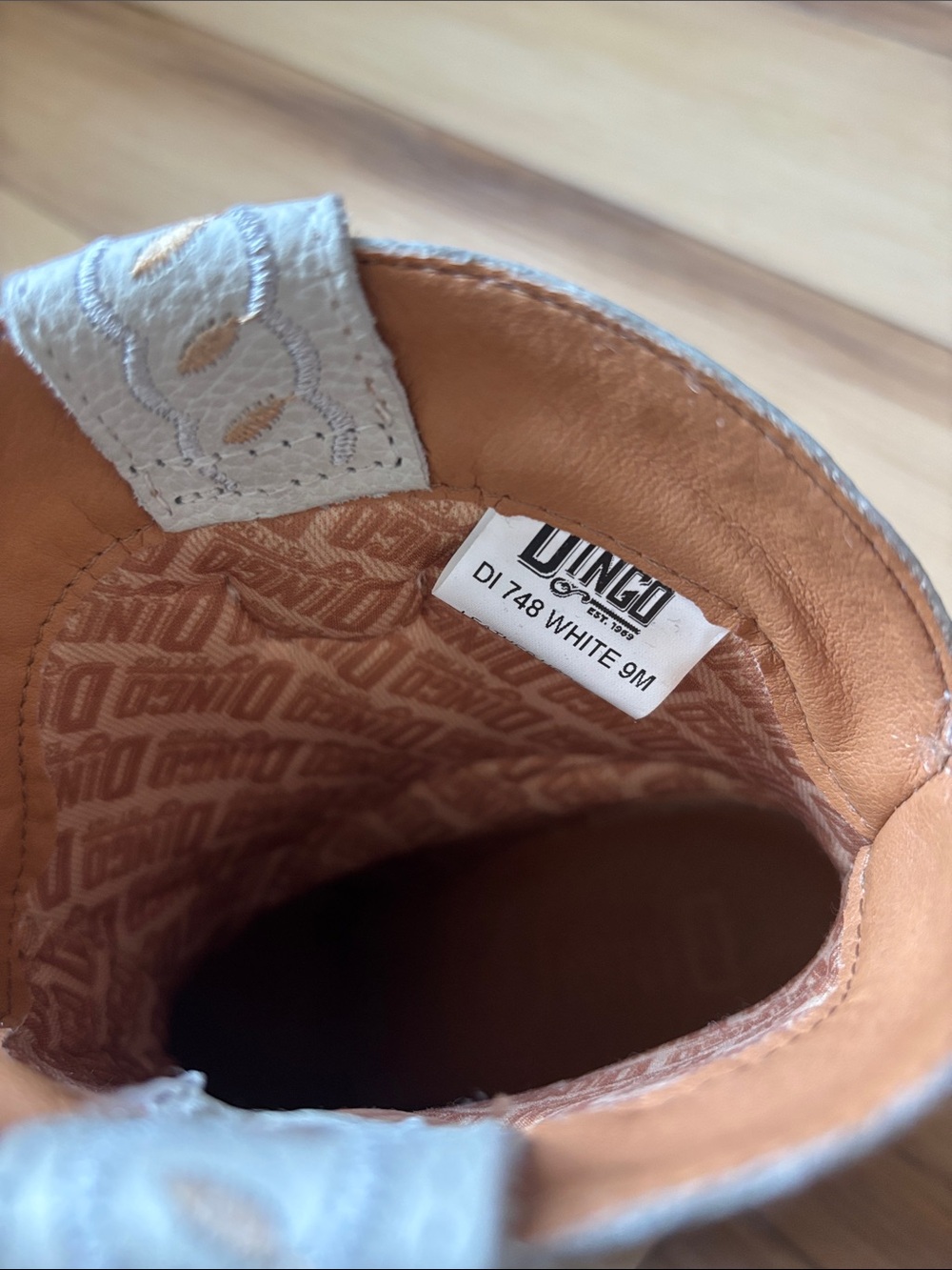 dingo Ivory Western Lace-Up Boots with Tan Embroidery - Picture 5 of 6
